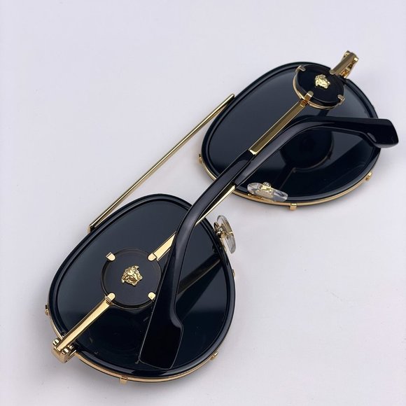 NEW Versace VE2232 143887 Black Gold Unisex Pilot Sunglasses - Picture 7 of 13